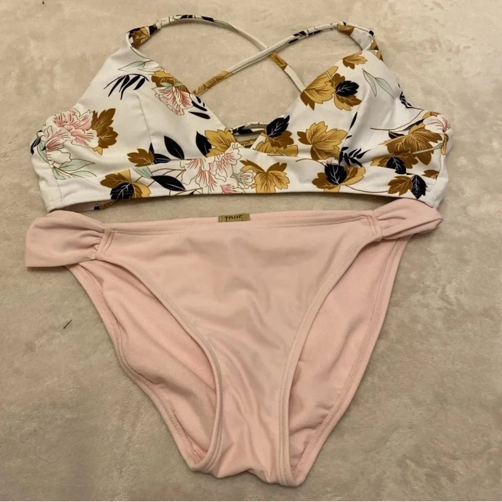 Zaful Floral Bikini Top Pink Bottom